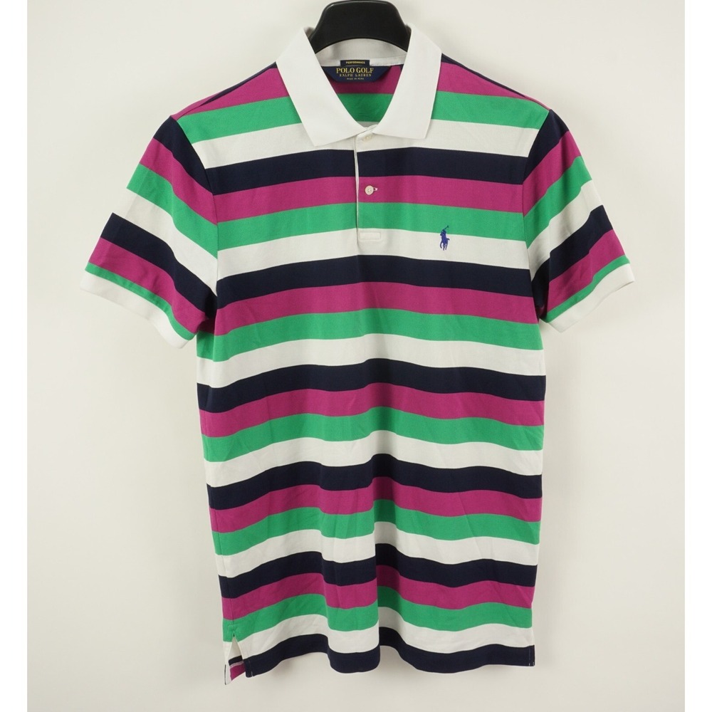 Polo Golf by Ralph Lauren‎ Performance Pique Polo Shirt Men's Large Striped Pony
